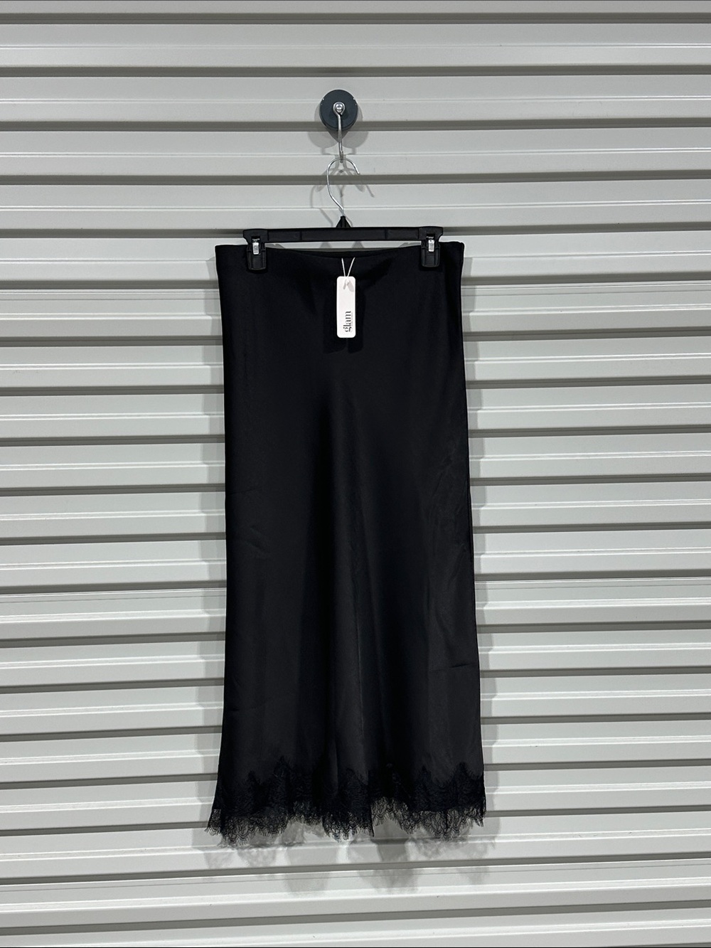 glam Black Lace-Hem Maxi Skirt